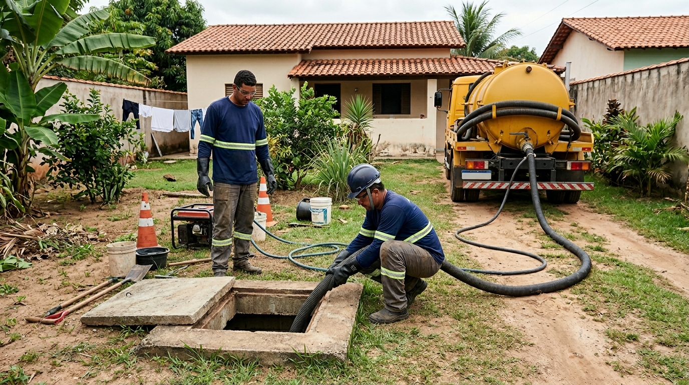 Desentupimento de Fossa na Cidade Jardim, Bauru‑SP