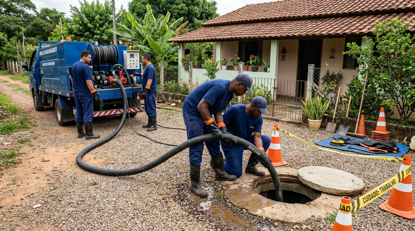 Desentupimento de fossa profissional na Cidade Jardim, Bauru‑SP